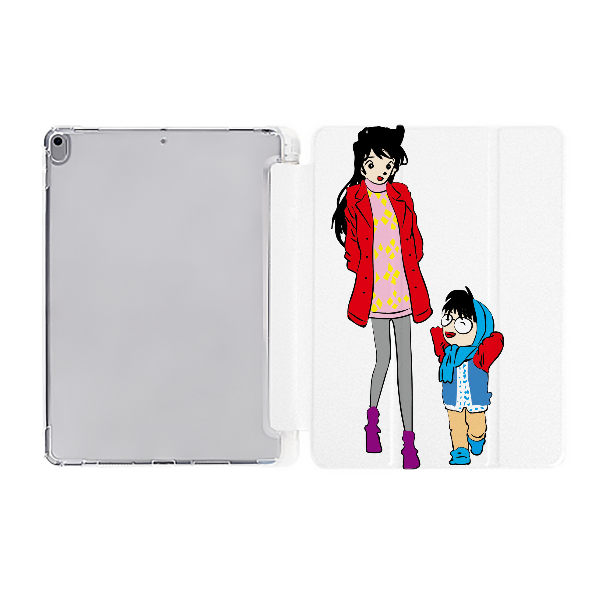 （画像用） 名探偵コナン 江戸川 コナン Detective Conan Conan Edogawa IPad ケース ペン収納付き 三つ折りスタンド PUレザー×シリコン 対応機種9.5/10.5/10.9インチ